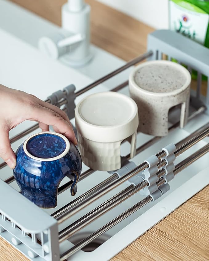 Zoeeker Sponge Holder for Kitchen Sink, Ceramic Dish Sponge Holder Sink Caddy Compact Scrubby Daddy Kitchen Organizer Dish Rcak for Sponges, Scrubbers, Yellow