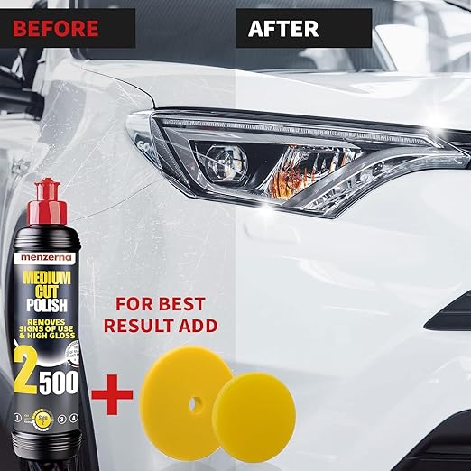 menzerna Medium Cut Polish 2500" I Abrasive Polishing Compound for Medium Scratches and Signs of Use I Buffing and Polishing Compound for Scratch Repair & a Glossy Finish I Silicone Free I 16 fl oz.