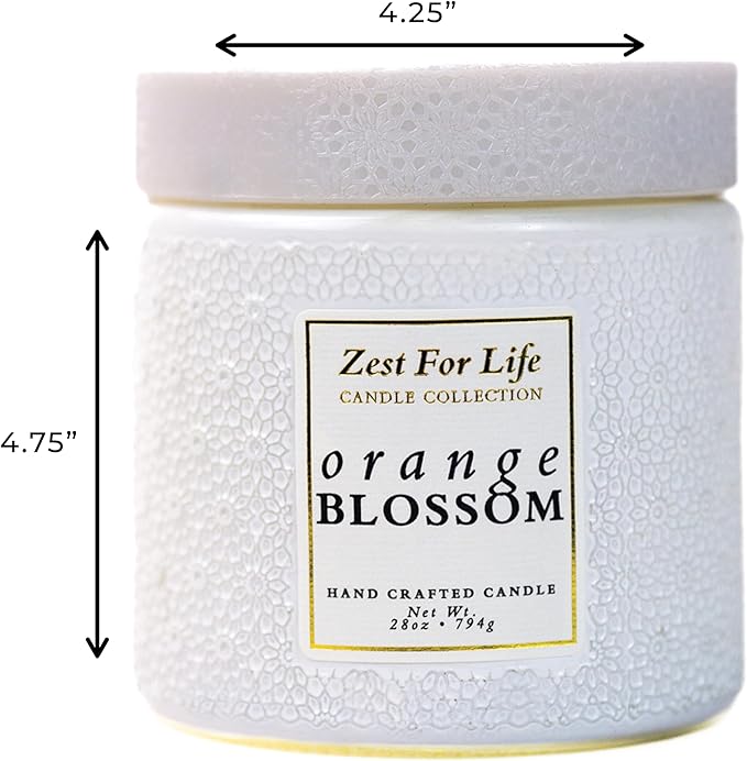 A Cheerful Giver - 28oz Large Scented Candle Jar with Lid- Zest for Life - 130 Hours of Burn Time, Gift for Women (Large, Orange Blossom)