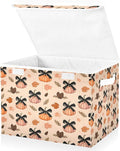 Bolaz Storage Bins with Lids and Handles,Pumpkin Black Bows Leave Pattern Storage Box Basket with Cover Collapsible Organizer Containers for Home Closet, Shelves