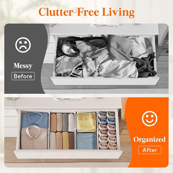 Lifewit 4" High 5 Pack Drawer Dividers, 10.5-16.5" Drawer Divider for Clothes, Adjustable Dresser Drawer Organizers, Plastic Drawers Separators for Clothes, Bedroom, Bathroom, Kitchen, Closet