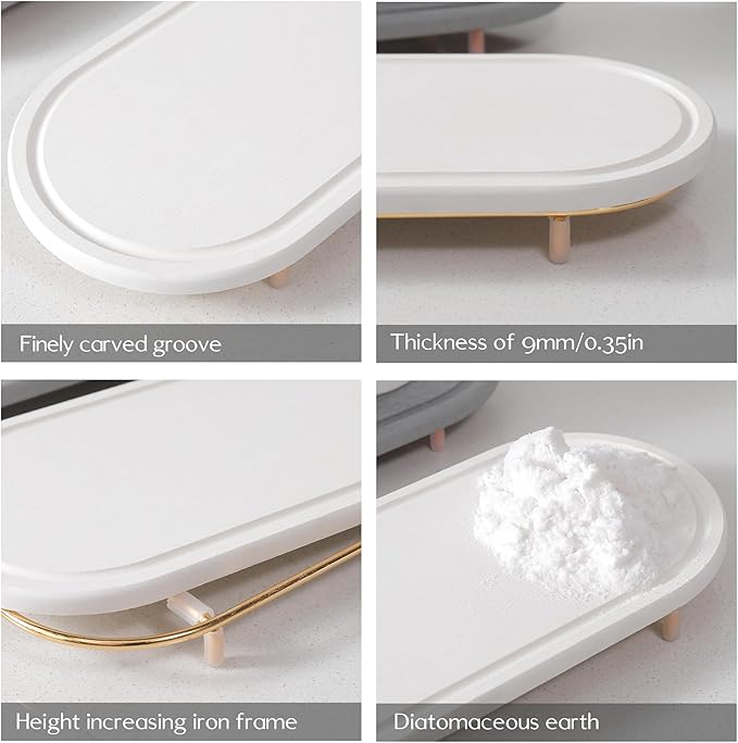 NAHANGPET Stone Drying Mat for Kitchen Counter, Dirt-Resistant Quick Drying Fast Absorbent Non-Slip Diatomite Mat, Natural Diatomaceous Earth Dish Drying Pad for Dish Rack