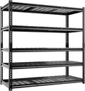 cynnda 5-Tier 60" W X 24" D X 78" H Garage Shelving Metal Storage Shelves 3300LBS Heavy Duty Industrial Shelving Adjustable Garage Shelf Unit Utility Storage Racks(Black)