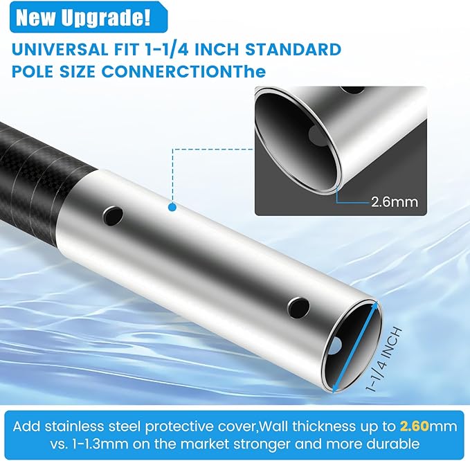 Pool Pole Carbon Fiber, Premium12FT Pool Pole Telescopic 3.7 to 12 FT, Adjustable 4 Piece Extendable Pool Cleaning Pole, Professional Pool Pole fit for Brushes, Vacuum, Nets, Skimmers