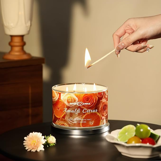 4EVER Scented Candles | 4-Wick 18oz Soy Wax Candle | Up to 50Hrs Clean Burn | Aromatherapy Candles for Home Scented | Gifts for Women & Mom, Amalfi Citrus
