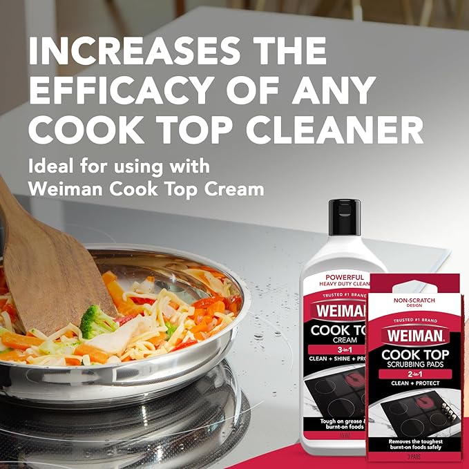 Weiman Cook Top Scrubbing Pads, 3 Count, 2 Pack Cuts Through the Toughest Stains - Scrubbing Pads Carefully Wipe Away Residue