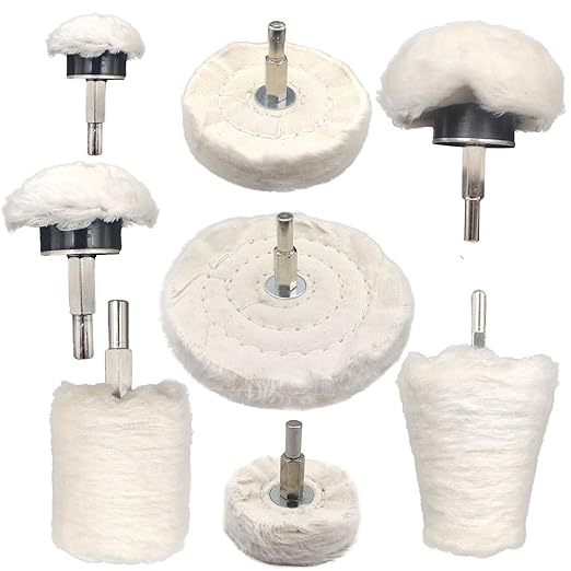 Tworider 8 pcs Buffing Wheel for Drill,Buffing Pad Polishing Wheel Kits,Wheel Shaped Polishing Tool for Metal Aluminum,Stainless Steel,Chrome,Jewelry,Wood,Plastic,Ceramic,Glass,etc