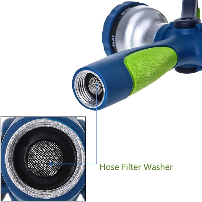 GREEN MOUNT New Patent Garden Hose Nozzle, Heavy Duty Water Nozzle, High Pressure Fireman Style Nozzle with Ergonomic Handle for Lawn and Garden Watering