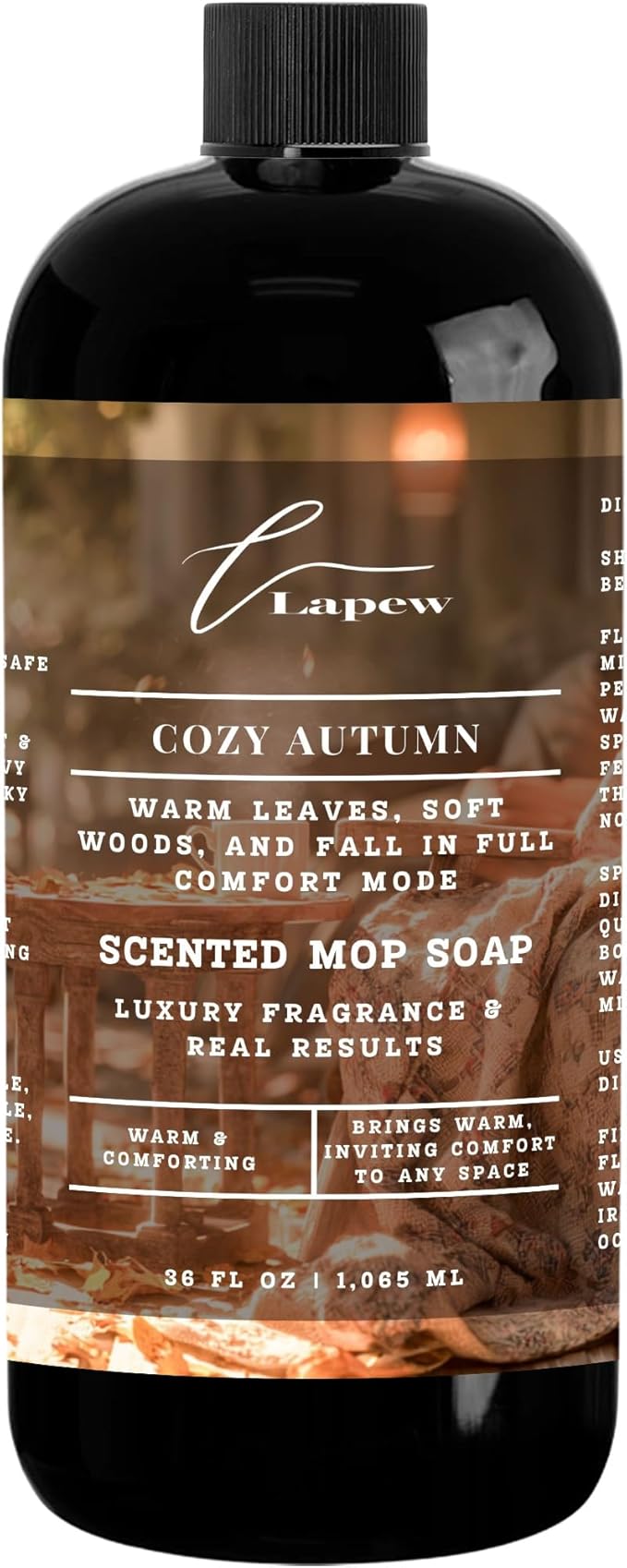 Lapew Cozy Autumn Scented Mop Soap Concentrate 36 oz | Premium Fragranced Floor Cleaner | Streak-Free | Hard Floor Cleaning Solution | Eco Friendly | Made in USA (Perfect Autumn)