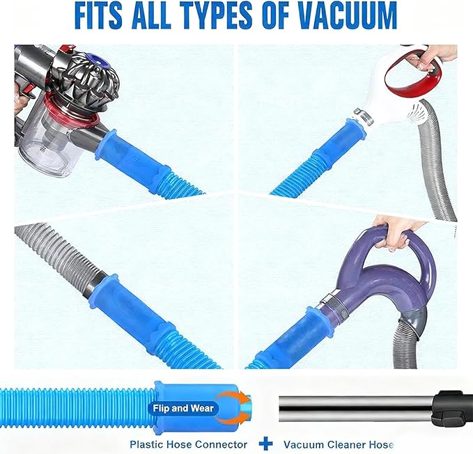 Dryer Vent Cleaning Kit, Flexible Lint Brush Vacuum Hose Vac Attachment, Universal Connector for Deep Cleaner Clogged Ducts,safevent Pro for Dryer, Quick Fire Prevention Tool Compatible (1)