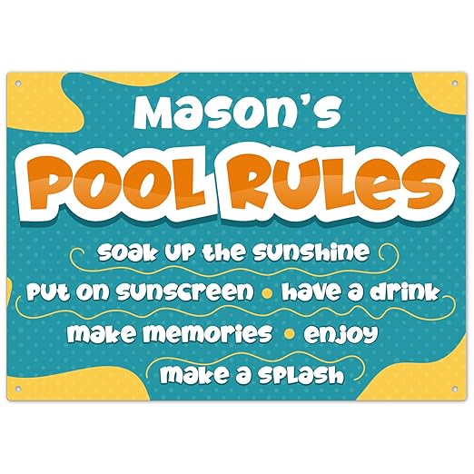 Custom Pool Sign, Pool Rules Soak Up The Sunshine For Pool Décor Sign, 10x14 Inches, Rust Free .040 Aluminum, Fade Resistant, Made in USA by Sigo Signs