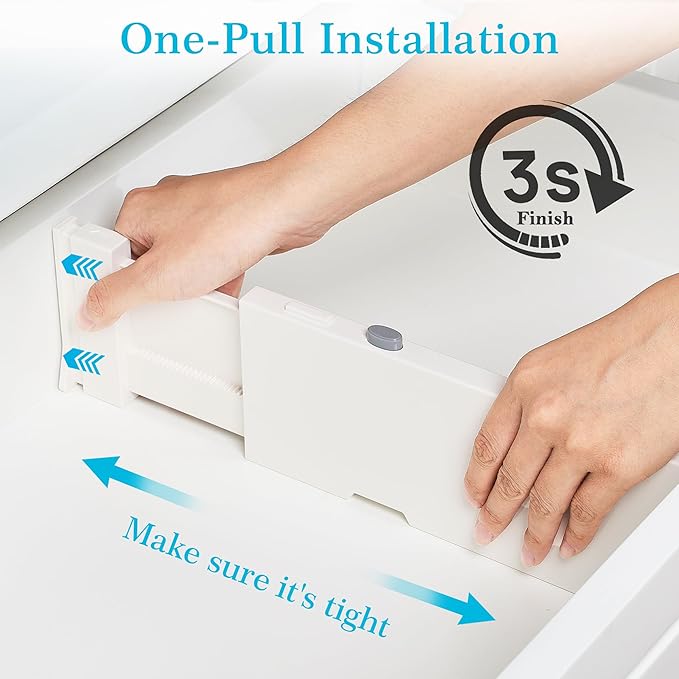 Vtopmart Drawer Dividers for Clothes 8 Pack, Adjustable 4" High Expandable from 11.3"-17" Dresser Drawer Organizer, Plastic Drawers Separators for Dresser, Baby Clothes, Kitchen and Office Storage