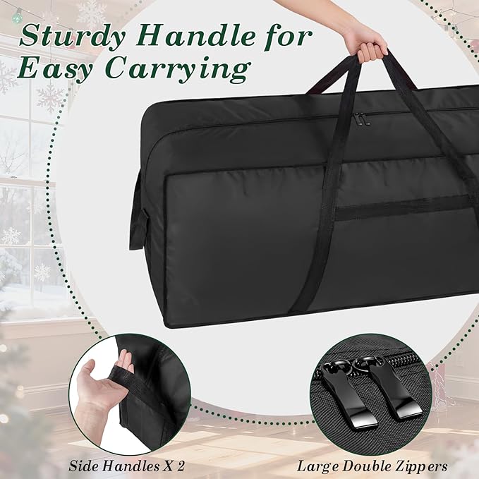 4.5 ft Christmas Tree Storage Bag, Heavy Duty Christmas Tree Bag with Reinforced Handles and Dual Zippers Wide Opening, Large Capacity fits for Artificial Christmas Tree (Black, 4.5 ft)