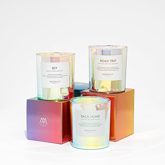 Moodcast Road Trip Scented Candle - Aesthetic Candle for Home, Cactus Water, Amber & Warm Sand, Clean Coco Wax Blend, Vegan, Paraben Free, 45-Hour Long Lasting Burn - 8oz