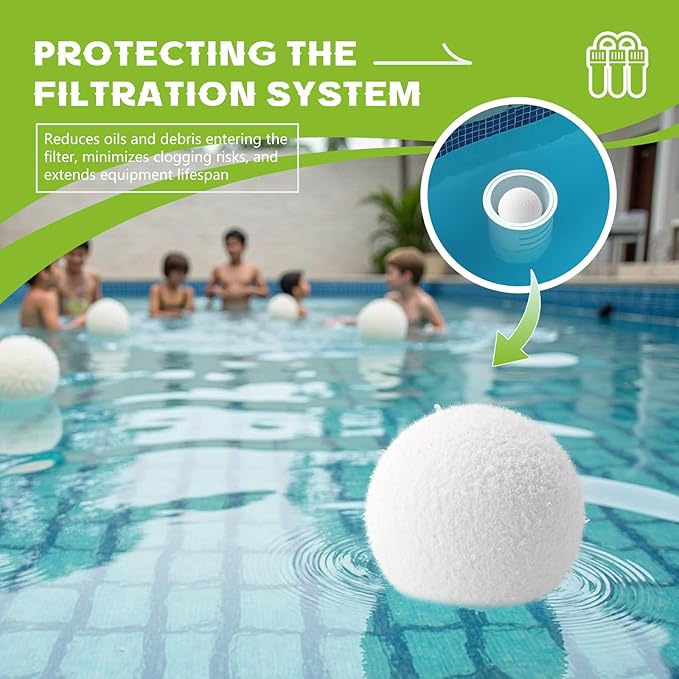 6 Pack Scum Absorber Balls for Spas Hot Tub, 3 Inch Hot Tub Scum Absorber Ball, Reusable Pool Sponge Oil Scum Absorber, Hot Tub Spa Accessories, Keep Water Clean and Clear, Prolongs Filter Life