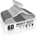 HOUSE DAY Heavy Duty Plastic Hangers 60 Pack, Non Slip Clothes Hangers with Rubber Pads and 360° Hook - Thin 0.2 Inch, Space Saving Coat Hanger Grey, Closet Organizer for Shirt, Pants, Suit, Skirt