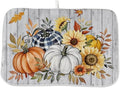 Fall Dish Drying Mat 18 x 24 Inch Thanksgiving Sunflower Pumpkin Drying Mat for Kitchen Counter Absorbent Farmhouse Harvest Autumn Maple Leaf Dishes Dry Pad for Drainer Rack Kitchen Fast Dry
