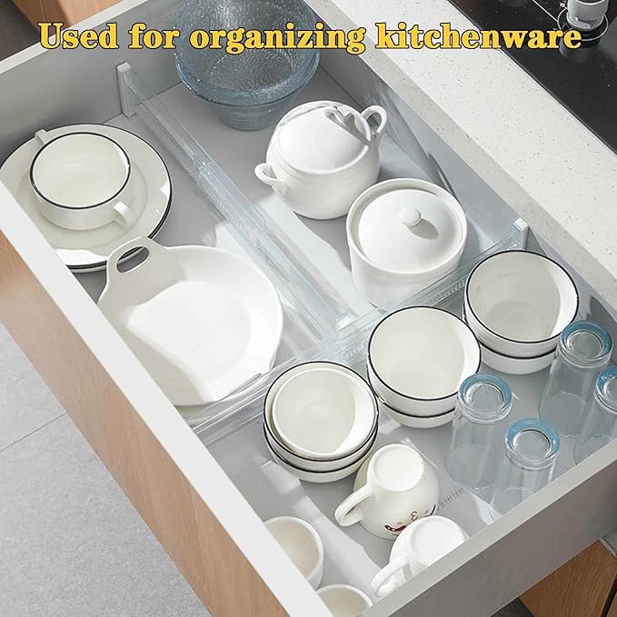 12 Pcs Drawer Dividers for Clothes, 3.15" High 11.34"-19.69" Adjustable Expandable Dresser Drawer Organizer, Clear Plastic Separators for Dresser, Baby Clothing, Underwear, Cosmetic