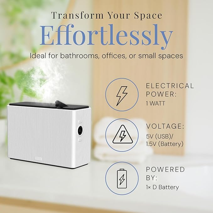 Air Esscentials AE101Bat Waterless Scent Air Machine, Battery Operated Aroma Diffuser with Motion Sensor, Wall Mount or Portable, Oil-Based Fragrance Only, 100 Sq. Ft. Coverage