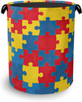 Colorful Puzzle Laundry Basket,Foldable with Handles Tote Bag Oxford Cloth for Bathroom Bedroom Dirty Clothes Storage Bucket 16" x 20.8"
