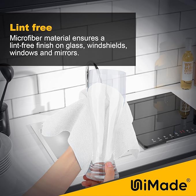 UNIMADE Shop Rags, 100 Sheets Microfiber Cleaning Cloth Commercial Grade Washcloths Lint-Free Bulk Shops Towels for Cars Mechanic Restaurant Garage Housekeeping, 11"x 9", White