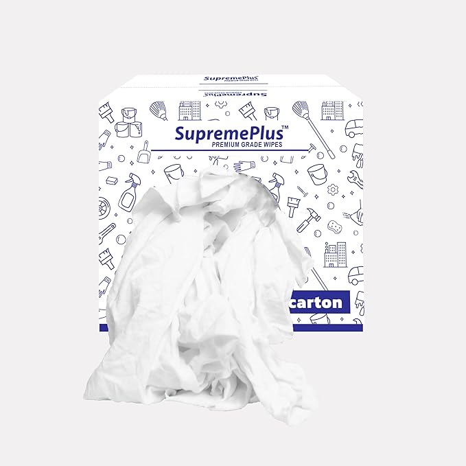 Recycled White T-Shirt Cleaning Rags (600 lbs. Pallet 60x10 lbs. Box) – Shop Rags Bulk for Oil, Stain, Grease, Paint, and Auto Cleaning, Multipurpose