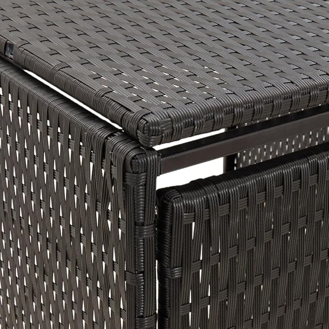 Double Wheelie Bin Shed Garbage Can Storage Shed, PE Trash Container Management Unit, Outdoor Patio Recycling Dustbin Trash Shed, Black 55.1"x31.5"x46.1" Poly Rattan