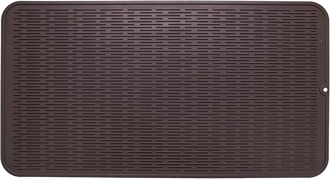 MicoYang Silicone Dish Drying Mat for Multiple Usage,Easy clean,Eco-friendly,Heat-resistant Silicone Mat for Kitchen Counter or Sink,Refrigerator or Drawer Liner Coffee 4XL 32 inches x 18 inches