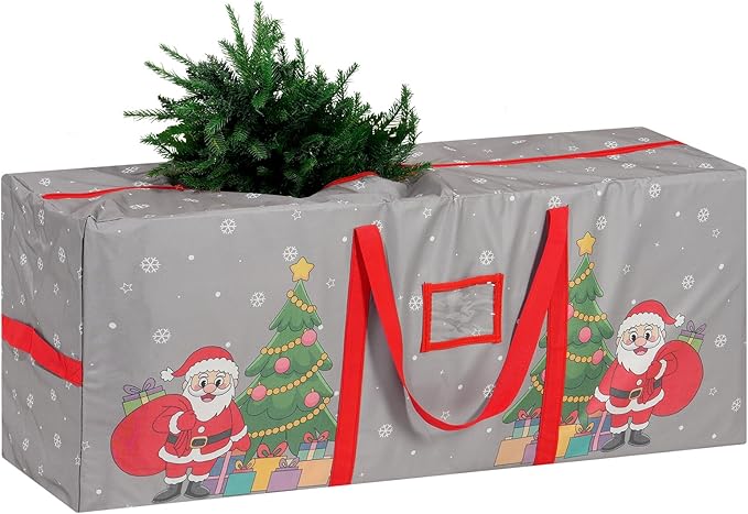 9 Ft Christmas Tree Storage Bag, Waterproof Heavy Duty Oxford, Extra Large Xmas Tree Storage Bag with Handles and Sleek Zipper for Christmas Ornaments Wreath, Grey