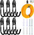 Garage Tool Hooks Wall Mount, 6 Pack Heavy Duty Storage Hooks for Garden Tools, Wall Hook for Garden Hoses, Brooms, Ladders, Garage Storage and Organization Accessories with 24 sets of screws