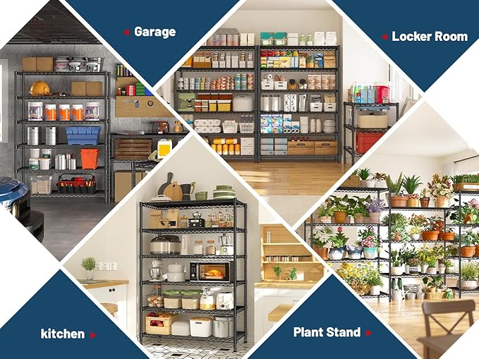 DurayLoly Storage Shelves Metal Shelving Unit 6Tier Wire Shelving Rack 1200LBS Heavy Duty, Adjustable Pantry Shelves, Metal Shelf for Kitchen,Garage Shelving,Closet Shelves,75" Hx 36" Wx 18" D