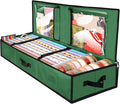 BALEINE Wrapping Paper Storage Organizer, 40" Durable 600D Oxford Fabric Gift Wrap Storage Bag with Flexible Partitions for Ribbon, Holiday Accessories (Green)