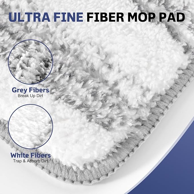 AmaVins 3 Pack Microfiber Cleaning Pads for Bona Mop, Reusable Microfiber Mop Pads for 18 Inch Mop, Hardwood Floor Replacement Cleaning Mop Pads, Machine Washes