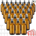 Fumete 36 Pcs Glass Spray Bottles 4oz Fine Mist Glass Spray Bottle Refillable Liquid Containers with 6 Labels 6 Funnel for Hair Travel Plants Cleaning Solutions Skin Care(Amber,Classic)