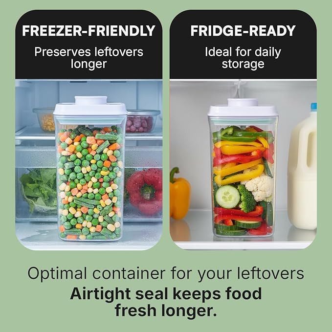 iChewie Bop Top | Airtight Meal Prep Containers with Lids | Food Storage Container Sets | Snack and Overnight Oats Fridge Organizer | Pantry and Kitchen Organization