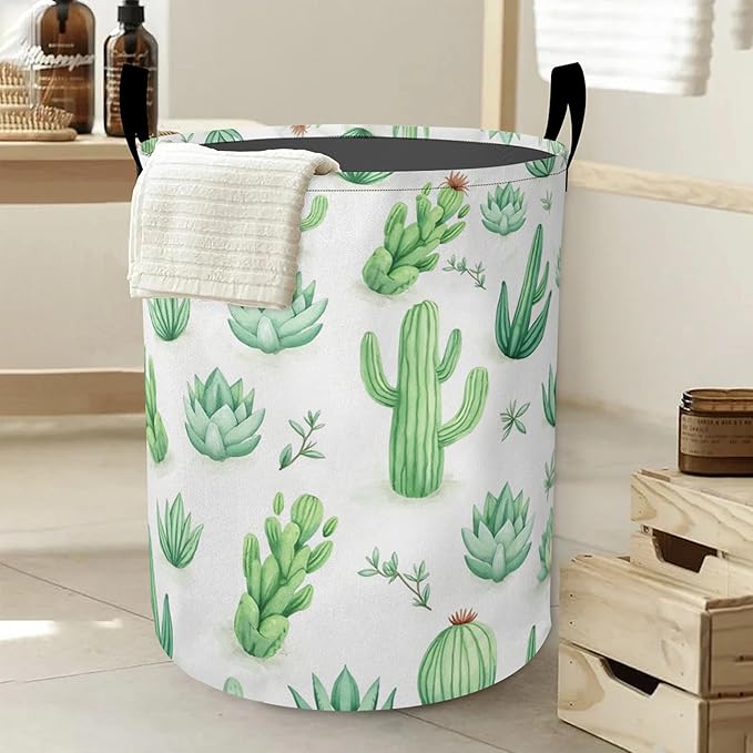 Laundry Basket-Cactus and Succulent Foldable Waterproof Oxford Cloth Funny Tote Bag Laundry Hamper Clothes Storage Bucket Organizer For Bathroom/Laundry Storage/Bedroom Storage Basket