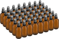 BILLIONSTARS 48 Pack 2oz Glass Boston Round Bottle with Fine Mist Sprayer - Amber Frosted - Essential Oils, Bath, Beauty, Hair & Cleaning - Leakproof Travel Bottles