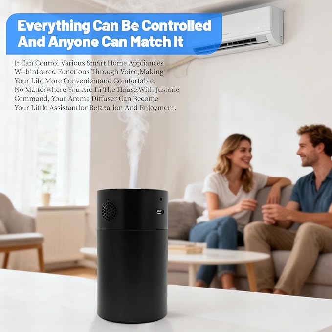 Smart AI Control Waterless Scent Diffuser Starter Kit - Alloy Atomization System, Rechargeable Hotel Scent Diffuser, 1500 Sq Ft Coverage, for Home, Large Room, Spa, Cream (Voice Control)