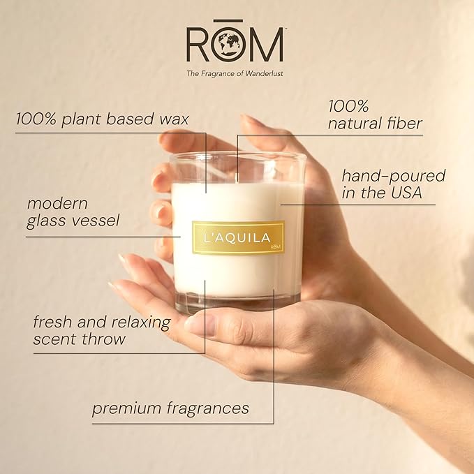 L’Aquila Luxury Scented Candles, Natural Plant Based Wax with Bergamot and Fig Notes, Long Lasting 60 Hours Burn Time, 9oz Glass Jar Candles for Home, Relaxation & Gifts