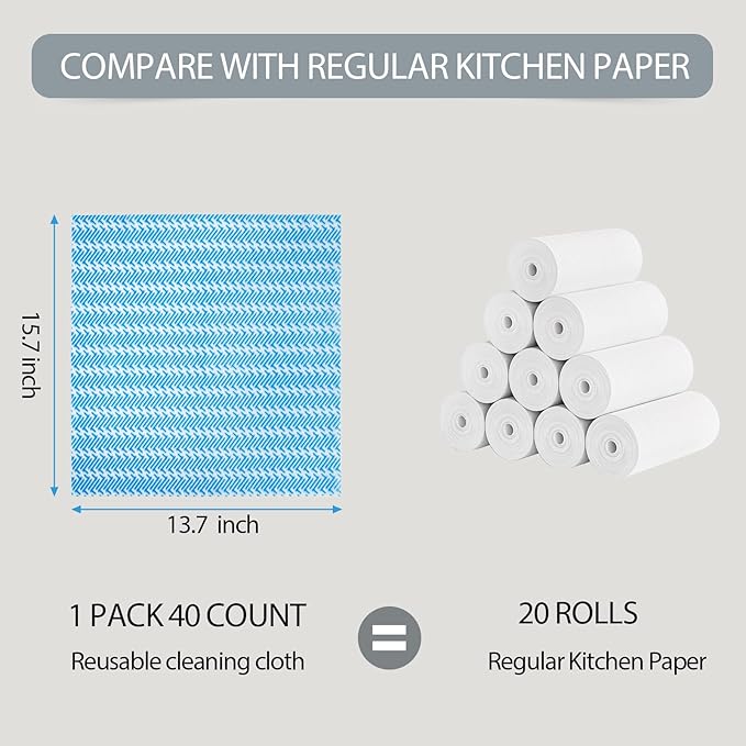 UKEENOR Disposable Dish Cloths,Multi use Reusable Cleaning Cloth,Machine Washable J Cloth,Heavy Duty Handy Cleaning Wipes 13.7" X 15.7" 120 Count