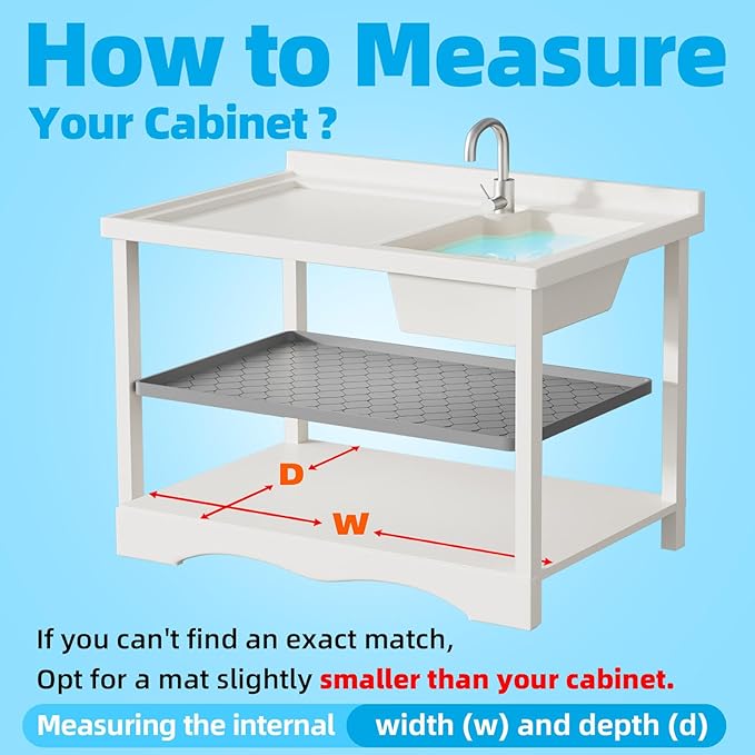 Winisok Silicone Under Sink Mat 28" x 19", kitchen Essentials and Gadgets, Shelf liner and Cabinet Protector, Home Organizers and Storage, Waterproof Bathroom Tray