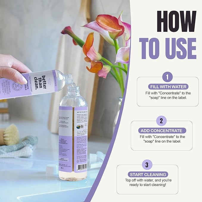 Better Than Clean Marble & Granite Cleaner Concentrate - Plant-Based, Non-Toxic, Fragrance Free Cleaning Products - Slate, Marble, and Natural Stone Cleaner, – 8oz Makes 4 Bottles