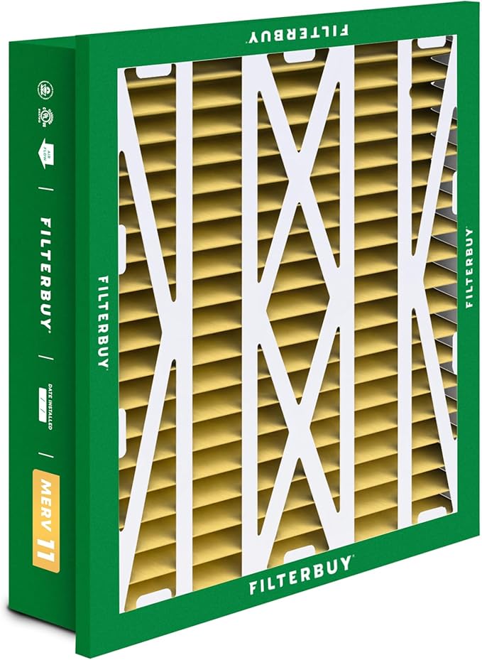 Filterbuy 20x20x5 Air Filter MERV 11 Superior Pet & Allergy Defense (2-Pack), Electrostatic Pleated HVAC AC Furnace Filters for Honeywell Return Grille FC40R1003 (Actual Size: 18.38 x 18.38 x 3.69)