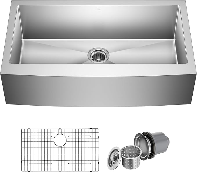 Kraus KHF200-36 Standart PRO Kitchen Stainless Steel Sink, 36 Inch Round Apron Single Bowl