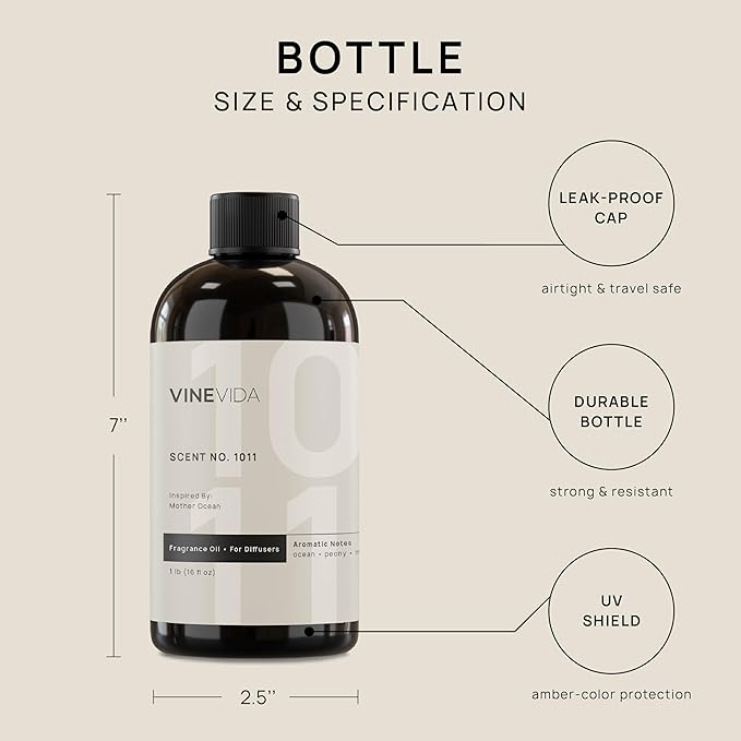VINEVIDA (16oz) Hotel Fragrance Collection Diffuser Oil - Hotel Scents Diffusers for Home - Cold Air Diffuser Oil - Hotel Scent Essential Oil - Scent No.1011 Inspired by Mother Ocean