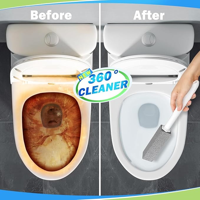 W&E Choice Toilet Pumice Stone 3 Pack, Pumice Stone for Bathtub Cleaning with Extra Long Handle, Toilet Brush for Cleaning Toilets, Bathtubs, Grills, Swimming Pools, Sinks