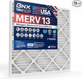 BNX TruFilter 20x24x1 Air Filter MERV 13 (12-Pack) - MADE IN USA - Electrostatic Pleated Air Conditioner HVAC AC Furnace Filters for Allergies, Pollen, Mold, Bacteria, Smoke, Allergen, MPR 1900 FPR 10
