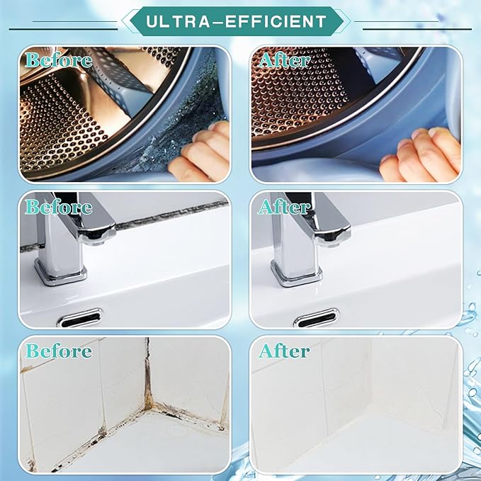 Bleach Stain Remover Gel, Heavy-Duty Tile Grout Cleaner - Bleach Washer Cleaner for Stain Removal in Bathroom, Kitchen, Washing Machine Seals & More | 10 Oz Multipurpose Household Cleaner