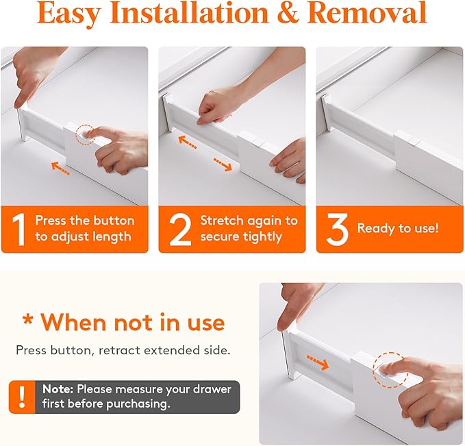 Lifewit 5 Pack Drawer Dividers 4" High, 11-17" Adjustable Dresser Drawer Organizers for Clothes, Expandable Drawer Separators in Kitchen/Bedroom/Bathroom/Vanity/Office Organization and Storage, White