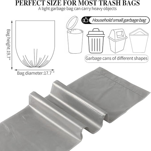 3 Rolls Small Trash Bags - 60 Counts Durable 4 Gallon Small Garbage Bags for home office kitchen Bathroom Bedroom Trash Can liners（Silver）